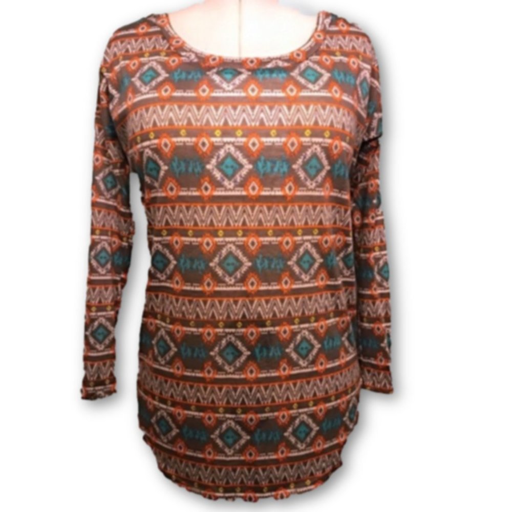 Pink Owl Women's Top Long Sleeve boho Tunic.